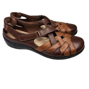 Collection By Clarks Cora Dream Fisherman Sandal Tan Brown Leather Size 9